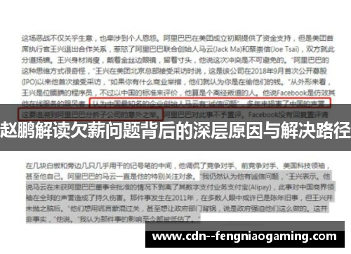 赵鹏解读欠薪问题背后的深层原因与解决路径